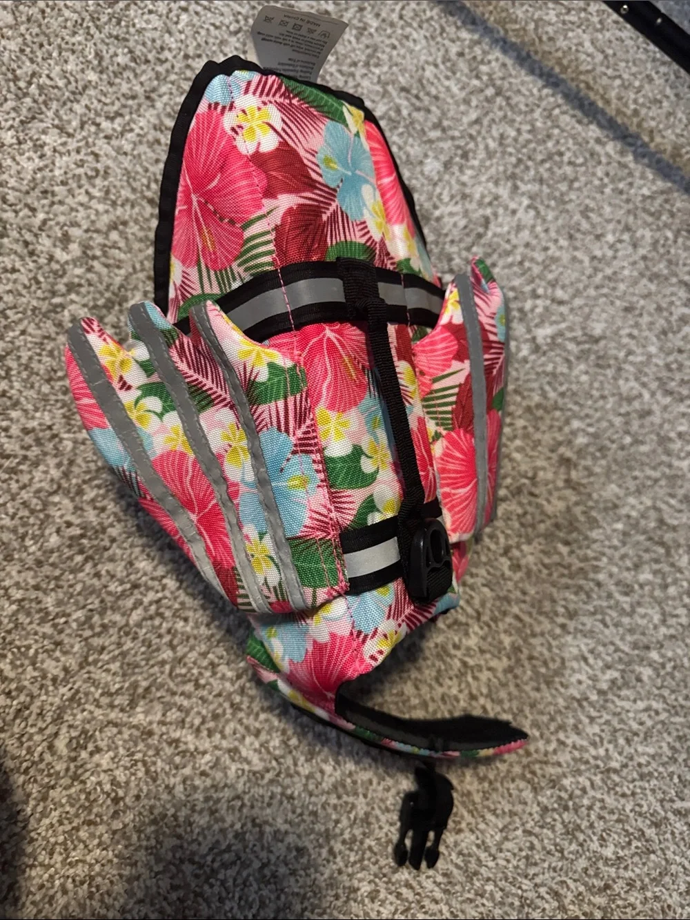Floral Reflective Dog Life Vest - Pink Blue Green